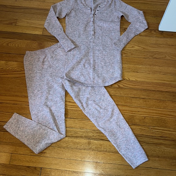 Free People Pink Thermal Set Size Small - Picture 3 of 7